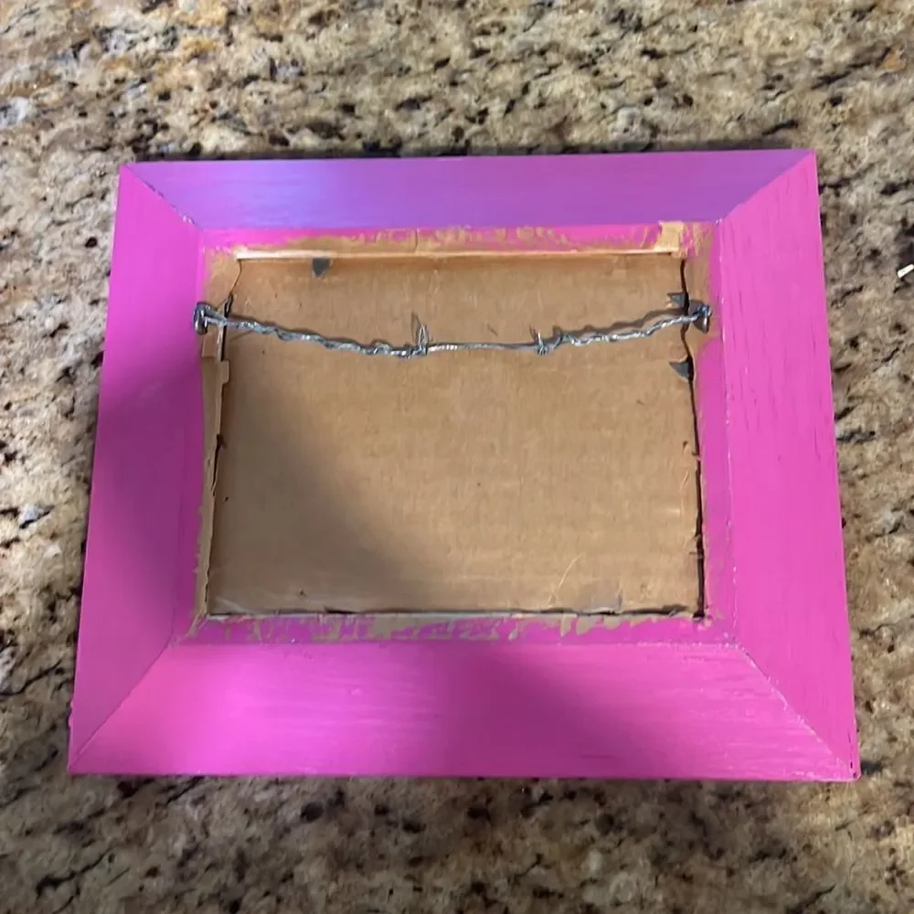 2-  9x8 PINK Frames - Easy Hang Artist Framed Pictures - Cute Prints